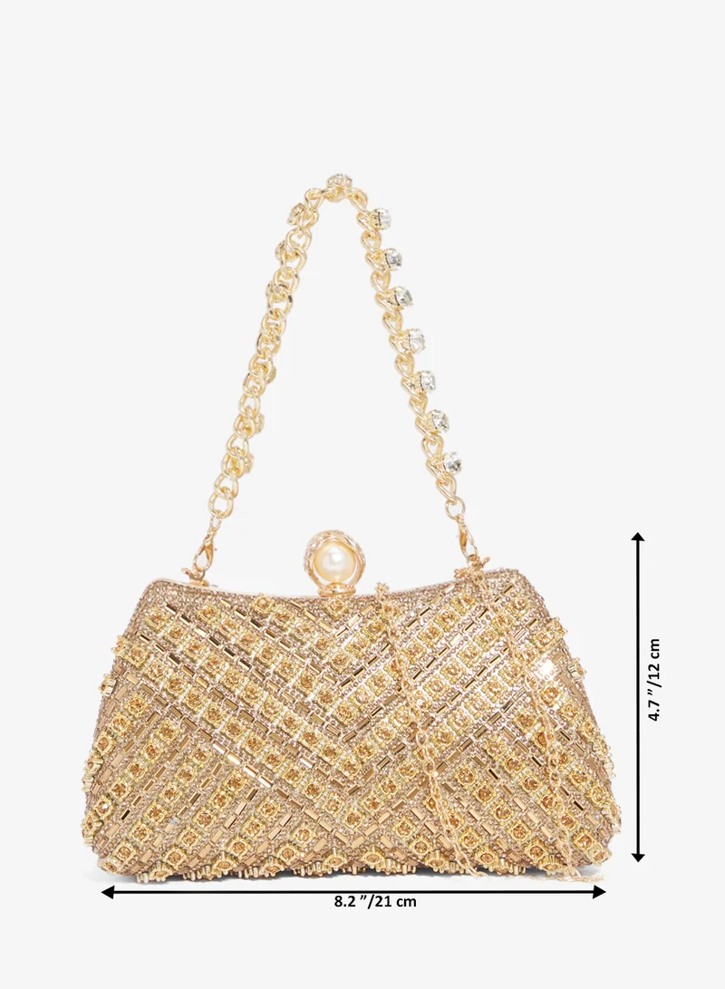 Khizana Gold Gold Embellished Detailed Clutch for Women | Best Price UAE